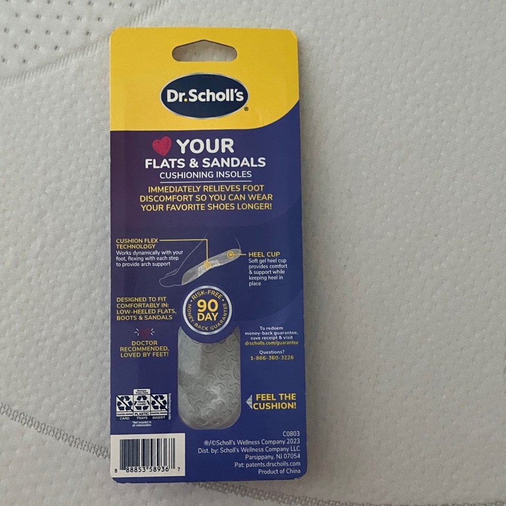 Dr. Scholl's Love Your Flats & Sandals 3/4 Length Insoles - Women's Shoe 6-10 - Picture 3 of 5